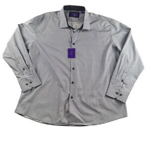 Tallia Orange Men 2XL 18.5 Black White Geometric Floral Cotton Button Down Shirt